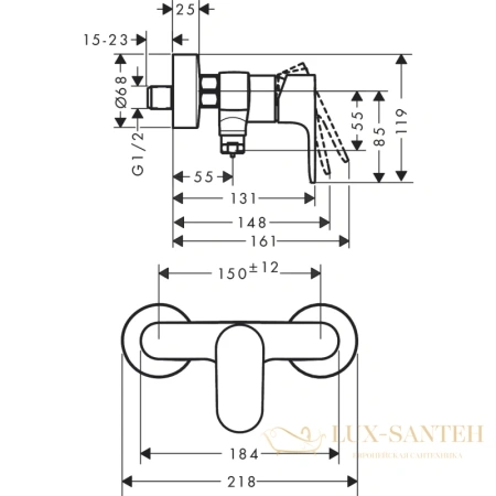 смеситель hansgrohe rebris s для душа, черный матовый, 72643670