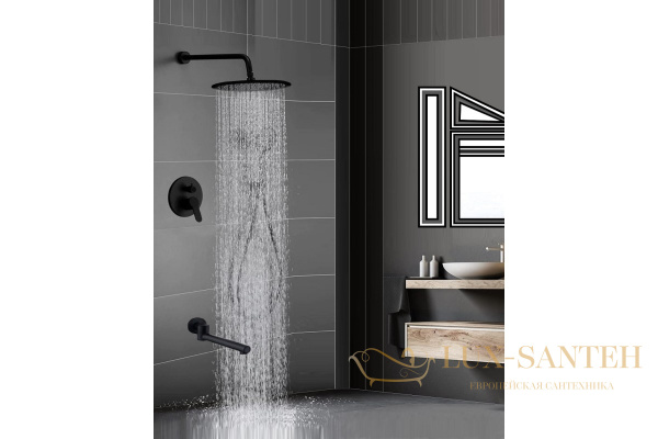 встраиваемый душевой комплект almaes ruver tvz-8830 со смесителем черный 3 режима.