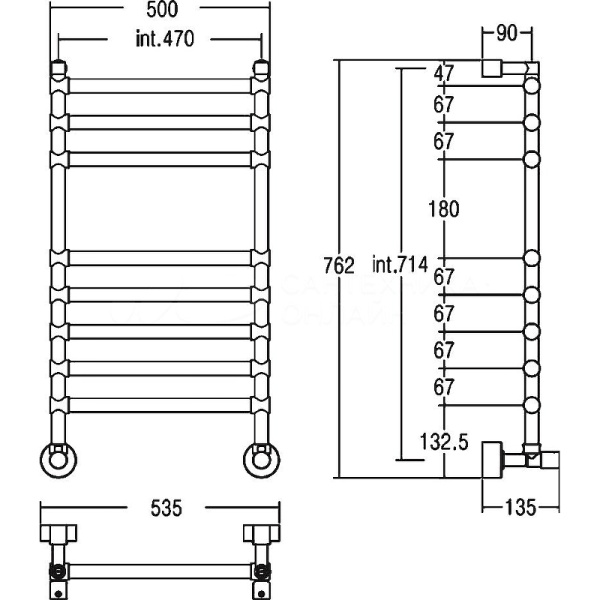 полотенцесушитель водяной margaroli sole 464-8м 4644708br, высота 76.8 см, ширина 53.5 см, состаренная бронза