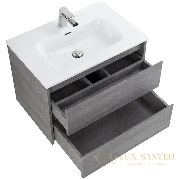 тумба под раковину belbagno kraft kraft-600-2c-so-cg 60 см подвесная, cemento grigio