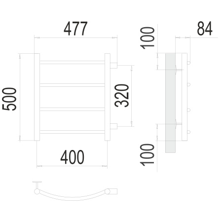 полотенцесушитель водяной terminus классик 4670078530189 п5 400x500 с боковым подключением 320