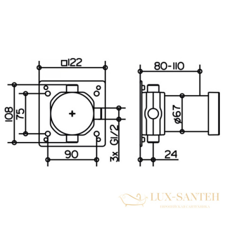скрытая часть keuco ixmo на 2 потребителя