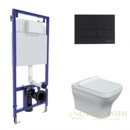 комплект berges 042449: подвесной унитаз strati с системой инсталляции novum 525 и панелью смыва, черный матовый