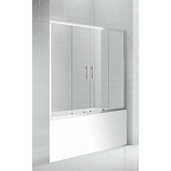 шторка для ванны cezares eco-vf-2 eco-o-vf-2-170/145-p-cr 170 см, стекло текстурное