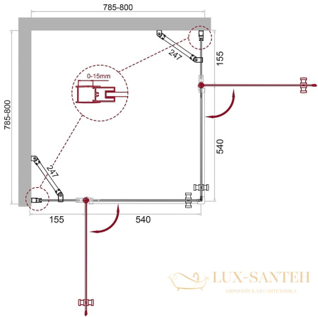 душевой уголок belbagno etna etna-a-22-80-c-cr 80х80 см профиль хром, стекло прозрачное 