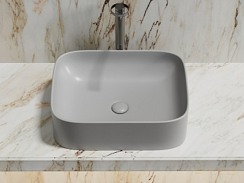 умывальник чаша накладная прямоугольная серый матовый, ceramica nova element 505*380*150мм cn6052msg