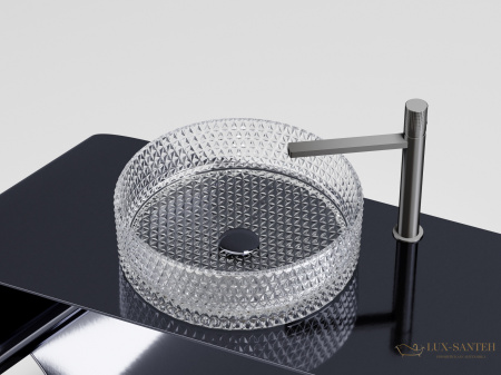 умывальник чаша накладная круглая прозрачная, ceramica nova cristal 360*360*112мм cn6062