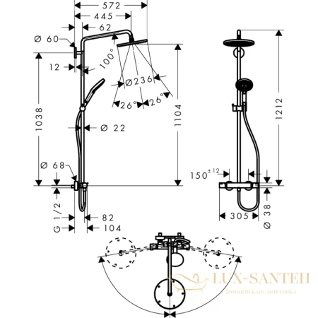 душевая система hansgrohe raindance select s 240 ecosmart 27116000
