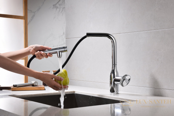 смеситель для кухни под фильтр с выдвижным изливом paulmark urban ur213104-cr, хром