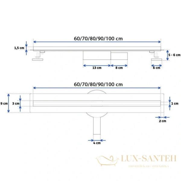 душевой канал rea neo slim pro rea-g0653 800 мм, медь матовая