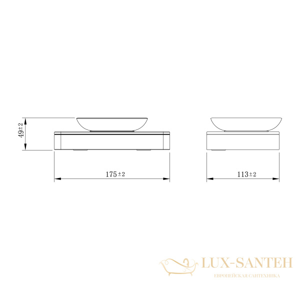 мыльница lemark glass line 9741037 с держателем, хром/белое стекло