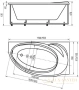 акриловая ванна aquatek бетта 170х97 bet170-0000010 левая, с гидромассажем standard (пневмоуправление), с фронтальным экраном+спинной массаж 6 форсуно