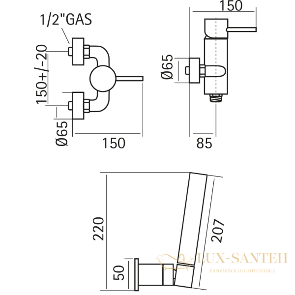 смеситель для душа cisal xion, xi000454d1, настенный с ручной лейкой, держателем и шлангом 150 см, нержавеющая сталь