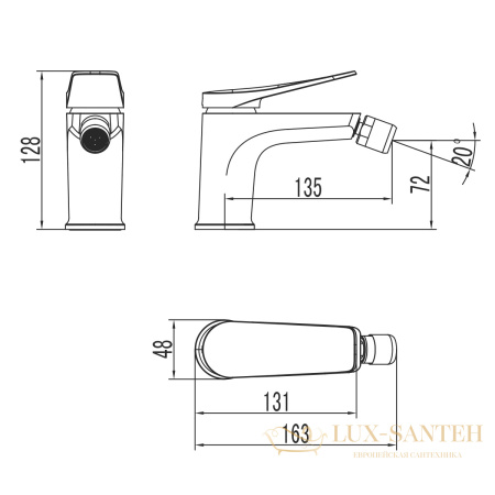 смеситель для биде lemark bronx lm3708mw, с донным клапаном, белый мтовый