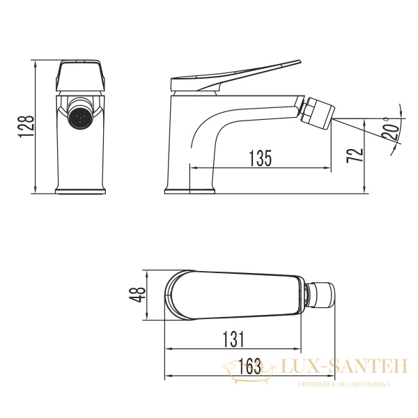 смеситель для биде lemark bronx lm3708mw, с донным клапаном, белый мтовый