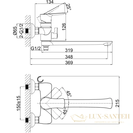 смеситель d&k rhein.reisling da1273301 для ванны, хром