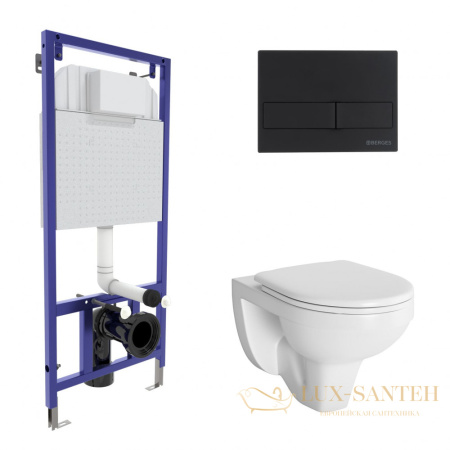 комплект berges  042426: подвесной унитаз gamma с системой инсталляции novum 525 и панелью смыва, черный матовый