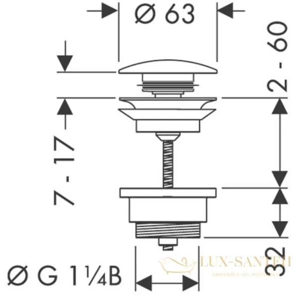 донный клапан push-open для раковины hansgrohe 50100670 черный матовый