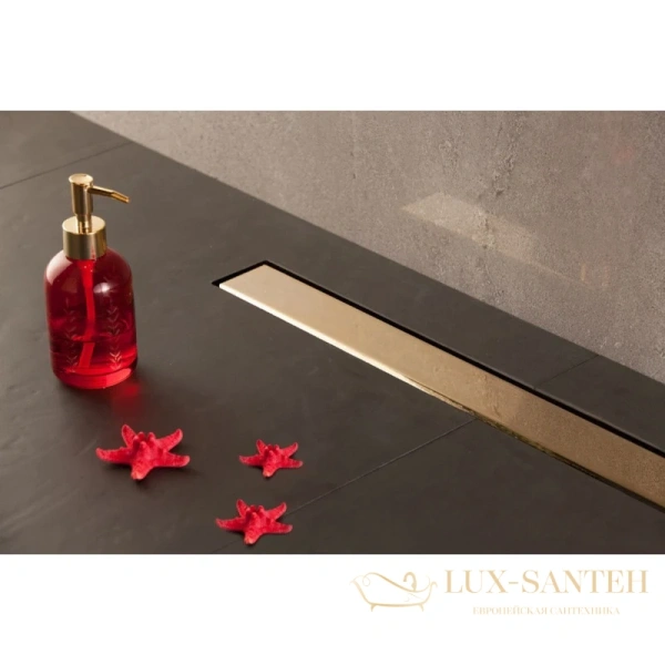 душевой канал bettoserb confluo frameless gold line 13701221 550 мм 2 в 1 с основой под плитку, золотой