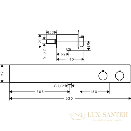смеситель термостатический для душа hansgrohe showertablet 13108000, хром