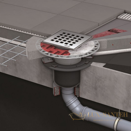 декоративная решетка с монтажным элементом tece tecedrainpoint s 100 quadratum 3660007 в стальной рамке, нерж. сталь глянцевая
