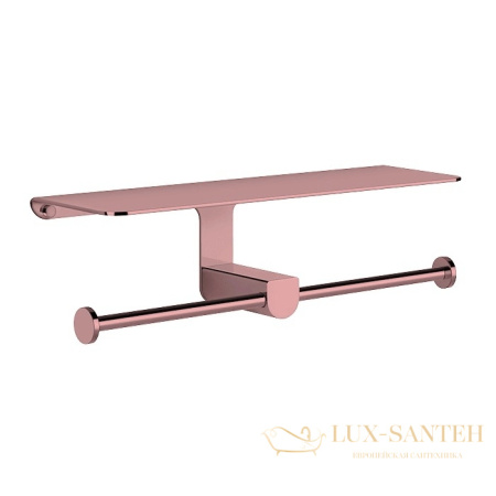 бумагодержатель двойной gessi rilievo 59450.030 с полочкой для телефона, copper pvd