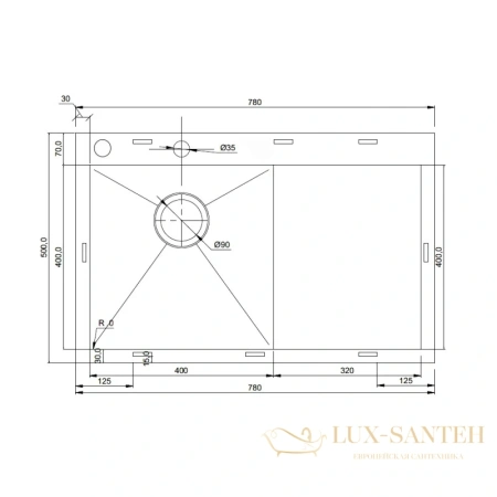 кухонная мойка seaman eco marino smv-z-780r.b, нержавеющая сталь