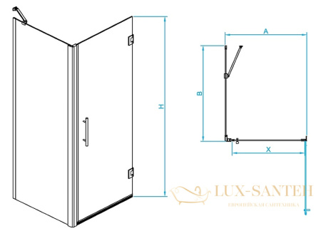 душевой уголок rgw passage 41083680-014 pa-36b 80x100, профиль черный, стекло прозрачное