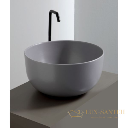 раковина круглая white ceramic dome w0307fm накладная ø44,5x24 см, серый матовый