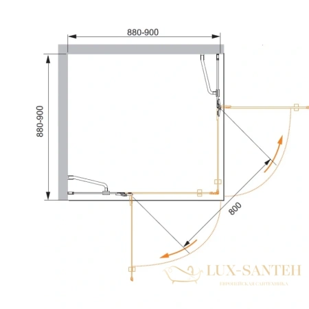 душевой уголок cezares bergamo-a-2 bergamo-w-a-2-90-p-cr 90x90 см, стекло рифленое