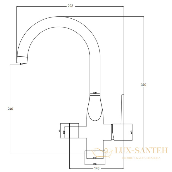 смеситель zorg steel hammer sh 910 cr для кухни, хром