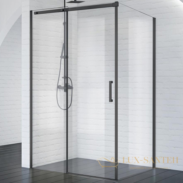 душевой уголок belbagno acqua acqua-ah-1-140/90-c-nero 140х90 см профиль черный, стекло прозрачное