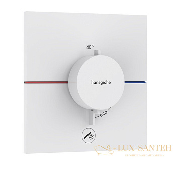 термостат для душа встраиваемый hansgrohe showerselect comfort e, 15575700, 1 выход + 1 дополнительная розетка, белый матовый
