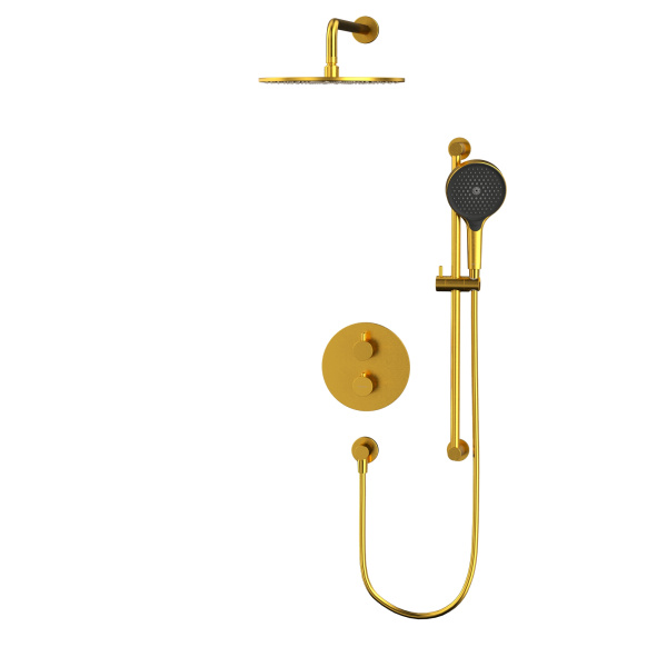 термостатическая душевая система скрытого монтажа whitecross y, yset09topglb, золото брашированное