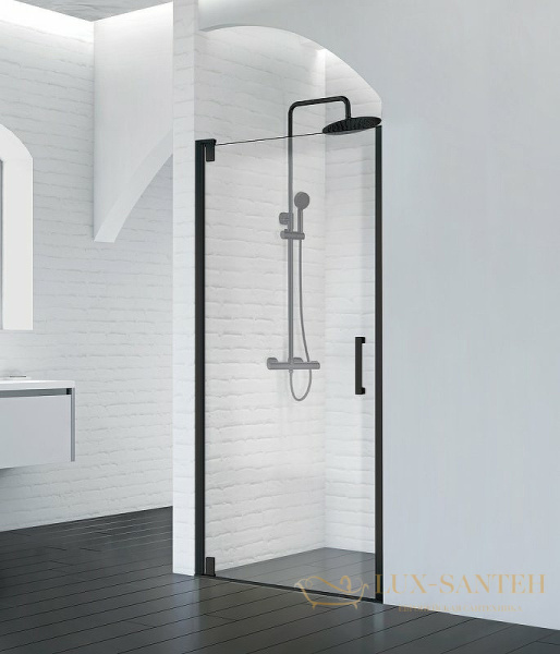 душевая дверь belbagno marmi marmi-b-1-90-c-nero 90 см профиль черный, стекло прозрачное