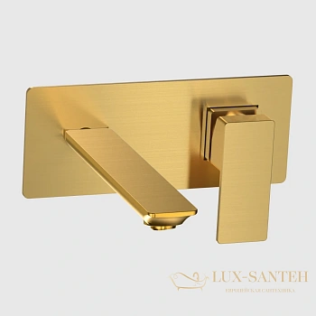 смеситель для раковины встраиваемый aquame savona aqm6815bg, с внутренней частью, без донного клапана, золото брашированное