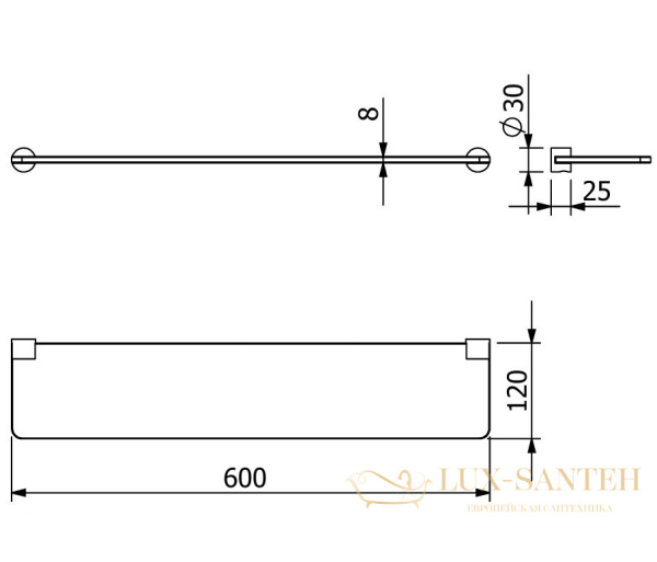 полка стеклянная 600 мм, kludi vela r, 5897305, хром глянцевый