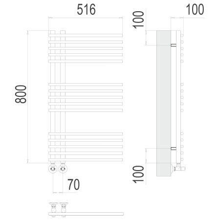 полотенцесушитель водяной terminus астра 4670078530486 п15 70x800