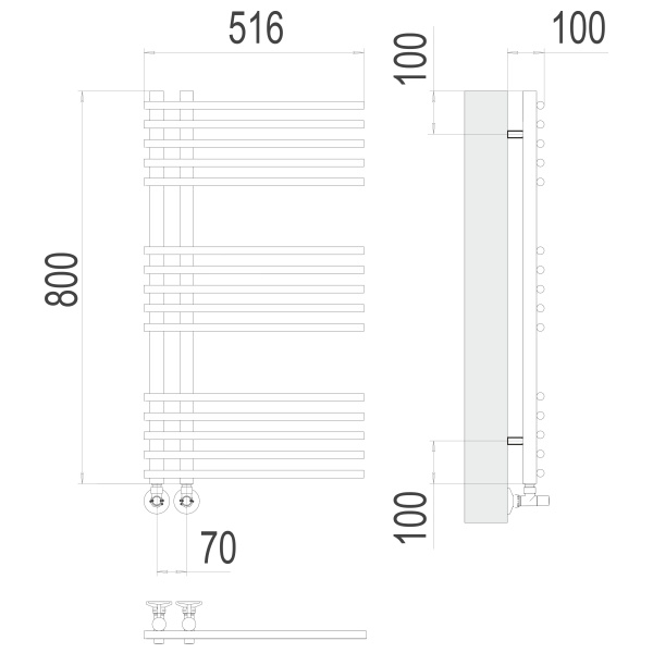 полотенцесушитель водяной terminus астра 4670078530486 п15 70x800