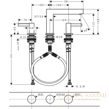 смеситель для раковины hansgrohe finoris 110 76033700, со сливным клапаном push-open, матовый белый,
