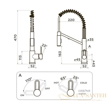 смеситель omoikiri mikawa 2 plus-sb-gm 4994454 для кухни с подключением к фильтру, вороненая сталь