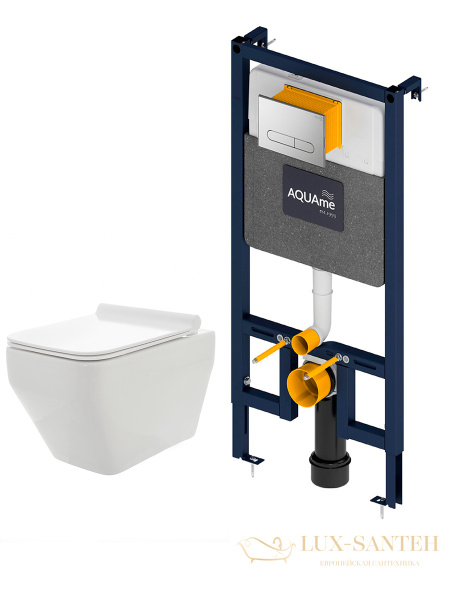 комплект aquame aqm42009cr: инсталляция с клавишей aqm4001cr, унитаз aqm2009 с быстросъемным сиденьем микролифт