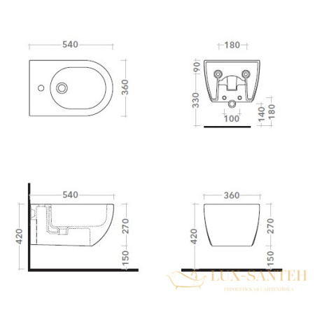 биде подвесное flaminia app ap218, белый глянцевый