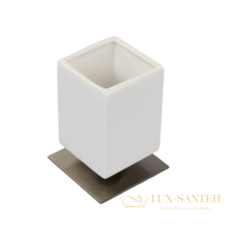 стакан керамический stil haus urania 617(36-bi) настольный на ножке, никель сатин-белая керамика