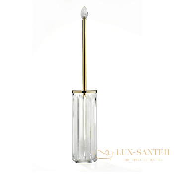ершик для унитаза напольный 3sc montblanc, mb17acrgo, прозрачный хрусталь/золото матовое