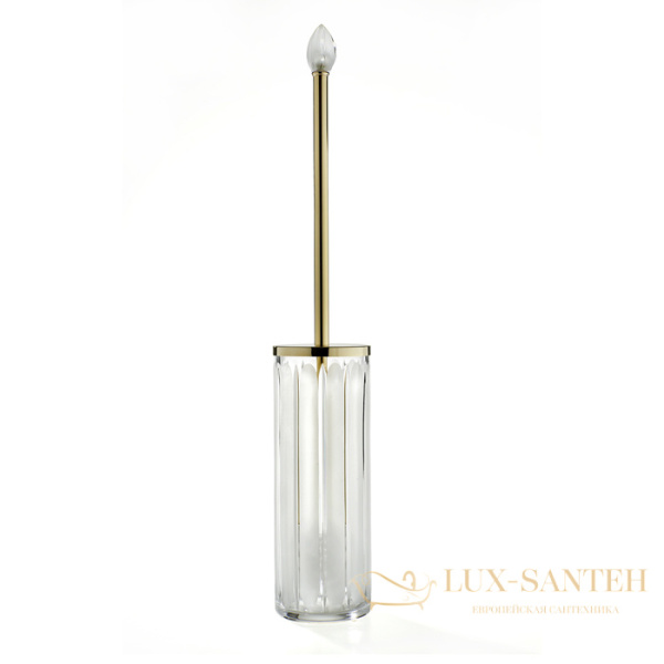 ершик для унитаза напольный 3sc montblanc, mb17acrgo, прозрачный хрусталь/золото матовое