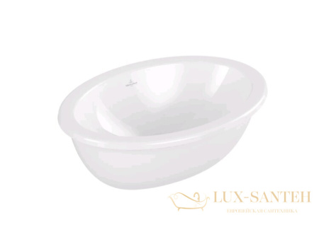 раковина встраиваемая villeroy&boch loop&friends 4a5500r1, 560х380х220h мм, с переливом, ceramicplus, белый глянцевый