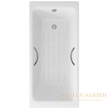 ванна чугунная delice parallel 170х80 с ручками и антискользящим покрытием dlr220502r-as, белый глянцевый