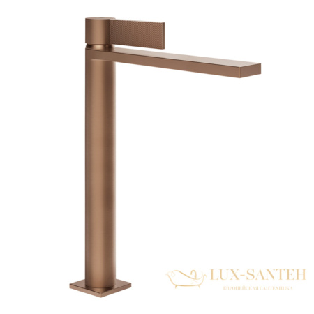 смеситель для раковины gessi inverso diamantato 73653.708, с донным клапаном, copper brushed pvd