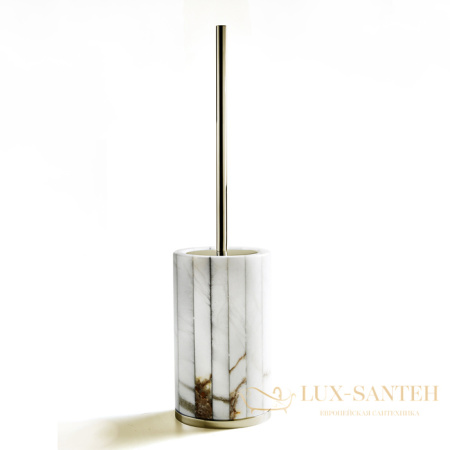 ершик для унитаза напольный 3sc rigato, al17gd, алебастр/золото